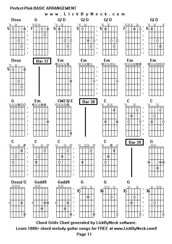 Chord Grids Chart of chord melody fingerstyle guitar song-Perfect-Pink-BASIC ARRANGEMENT,generated by LickByNeck software.